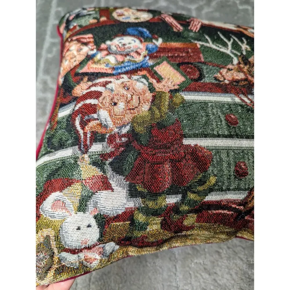 Santas Workshop Christmas Tapestry Throw Pillow 17x17